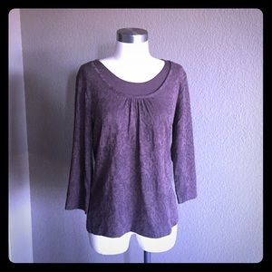 Vintage Y2K Coldwater Creek Milk Chocolate Brown Jacquard Top Size Small 6 - 8